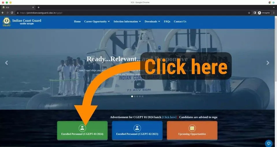 click on enrolled personnel CGEPT 01