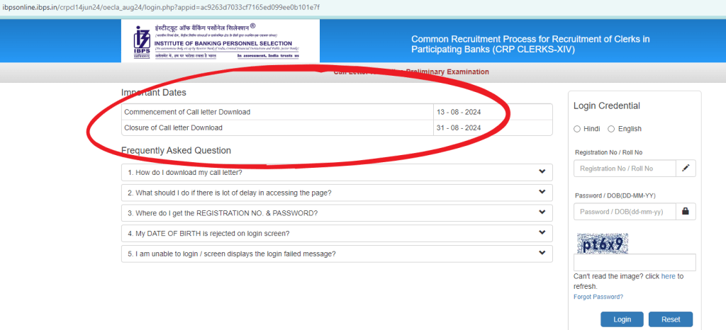 IBPS Clerk Admit Card 2024