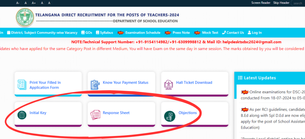 TG DSC Answer Key 2024
