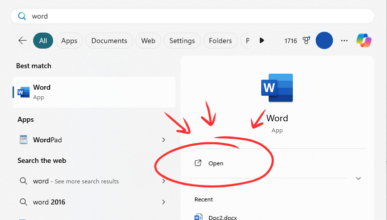 Open Microsoft Word
